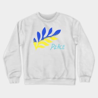 a branch of the color of the Ukrainian flag and the inscription peace Crewneck Sweatshirt